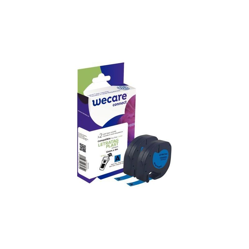Achetez Pack de 2 letratag plastique noir sur bleu 12 x 4 m compatible K80056W4 WECARE ARMOR pas che..