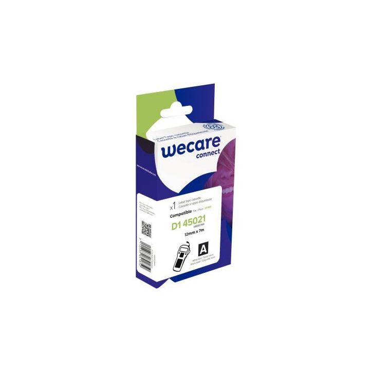 Ruban D1 blanc sur noir 12 mm x 7 m compatible K80027W4 WECARE ARMOR
