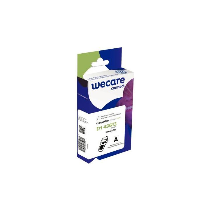 Ruban D1 noir sur blanc 6 mm x 7 m compatible K80011W4 WECARE ARMOR