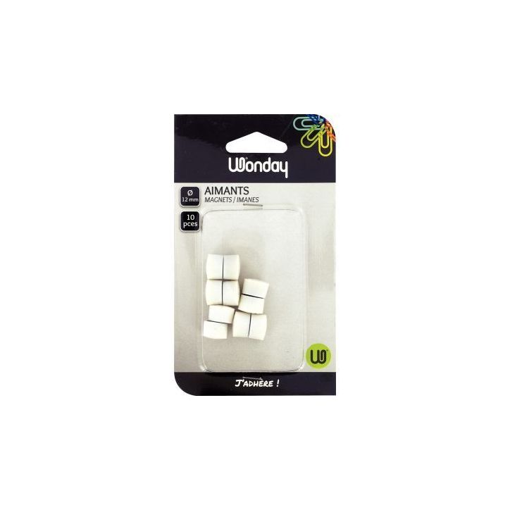 Blister de 10 punaises magnétiques, diamètre 12 mm.  Blanc FAI120402 SAFETOOL