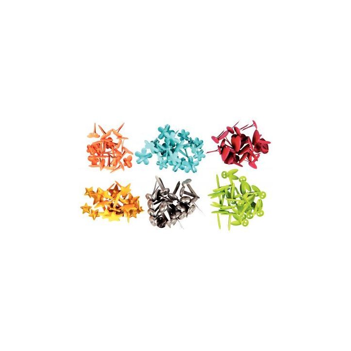 Boîte de 120 attaches parisiennes fantaisies 10 mm couleurs assorties 12502