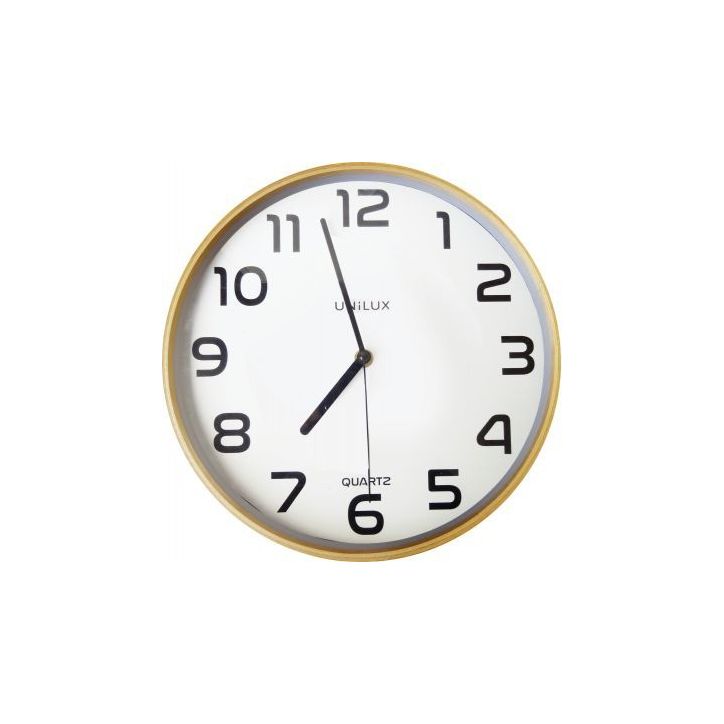 Horloge murale diamètre 31,5 bois et blanc 400094591 UNILUX