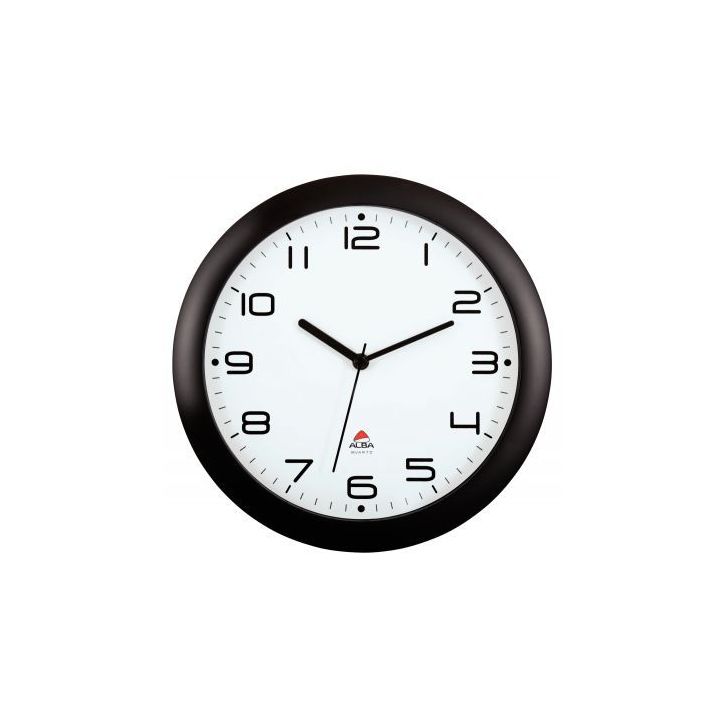 ALBA Horloge murale Hornew silencieuse Noire, pile AA non fournie - Diamètre 30 cm