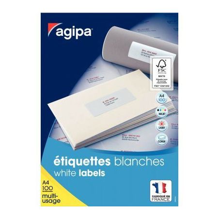 Achetez Boîte de 100 étiquettes multi-usages blanches 289,1x199,6mm 118989 AGIPA pas cher sur Ma R..