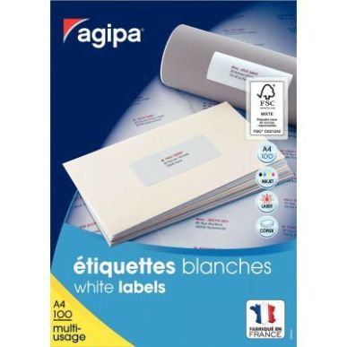 Achetez Boîte de 100 étiquettes multi-usages blanches 289,1x199,6mm 118989 AGIPA pas cher sur Ma R..