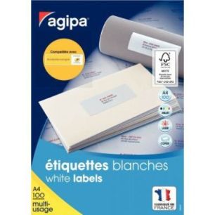 Achetez Boîte de 2400 étiquettes multi-usages blanches 70x37mm 119015 AGIPA pas cher sur Ma Rentrî.