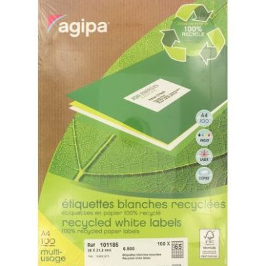 Achetez Boîte de 6500 étiquettes multi-usages blanches recyclées 38x21,2mm 101185 AGIPA pas cher ..