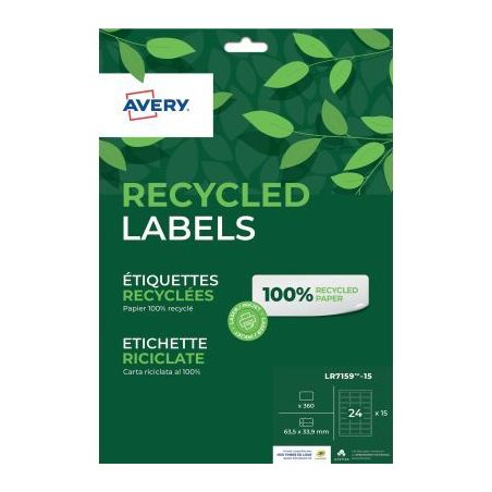 Achetez Lot de 3 paquets de 360 étiquettes recyclées laser et jet encre 63.5 x 33.9 mm dont 1 grat..