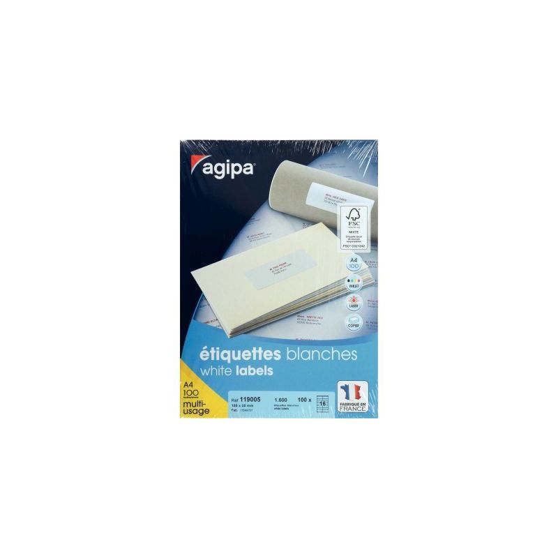 Achetez Boîte de 1600 étiquettes multi-usages blanches 105x35mm 119005 AGIPA pas cher sur Ma Rentr.. Achetez Boîte de 1600 étiquettes multi-usages blanches 105x35mm 119005 AGIPA pas cher sur Ma Rentr..