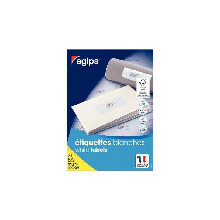 Boîte de 1 400 étiquettes multi-usages 105x39mm 119002 AGIPA