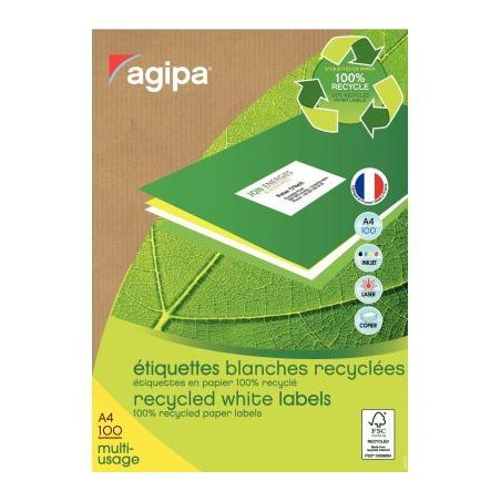 Achetez AGIPA Boite de 400 étiquettes blanches 100% recyclées 105x148.5mm - laser copieur et jet d..