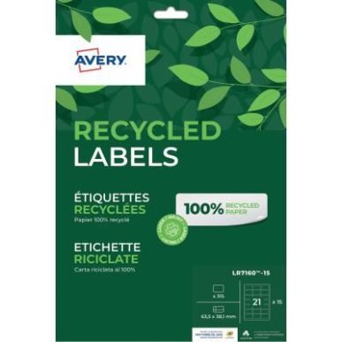 Achetez Paquet de 315 étiquettes recyclées laser et jet encre 63.5 x 38.1mm LR7160-15 AVERY pas ch..