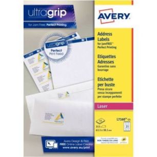 Achetez Paquet de 315 étiquettes adresse laser blanc 63,5x38,1mm L7160-15 AVERY pas cher sur Ma Ren..