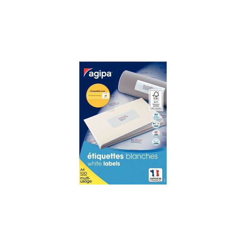 Achetez Boîte de 1400 étiquettes multi-usages blanches 99,1x38,1mm 118986 AGIPA pas cher sur Ma Re..