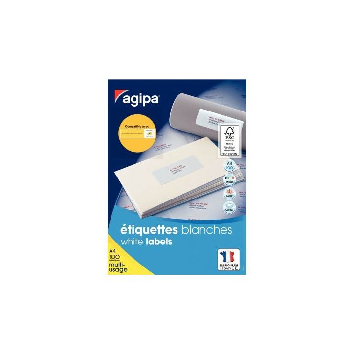 Boîte de 1400 étiquettes multi-usages blanches 99,1x38,1mm 118986 AGIPA