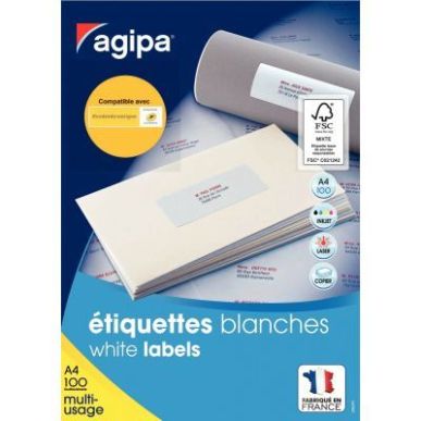 Achetez Boîte de 1400 étiquettes multi-usages blanches 99,1x38,1mm 118986 AGIPA pas cher sur Ma Re..