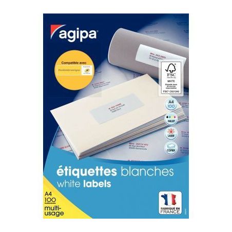 Achetez Boîte de 1600 étiquettes multi-usages blanches 99,1x33,9mm 118985 AGIPA pas cher sur Ma Re..