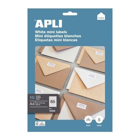 Achetez Pochette de 650 étiquettes coins droits multi-usages blanc 38x21,2mm 12926 APLI pas cher su..