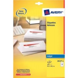 Achetez Pochette de 450 étiquettes blanches pour jet d'encre 63.5x46,6mm J8161-25 AVERY pas cher su..