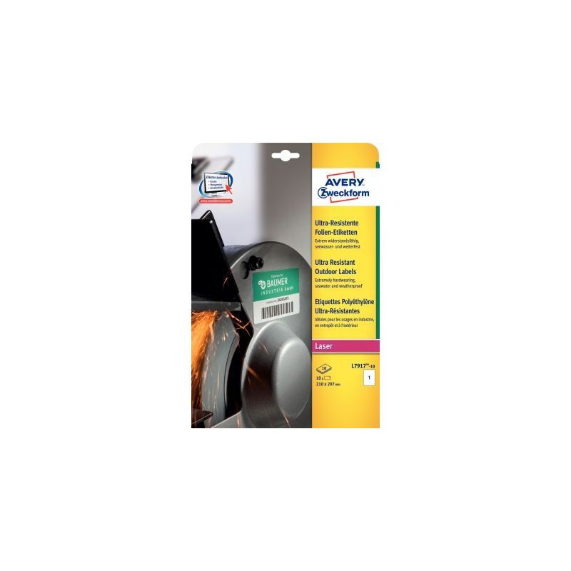 Achetez Pochette de 20 étiquettes étirables adhésif permanent blanc 210x148mm L7916-10 AVERY pas ..