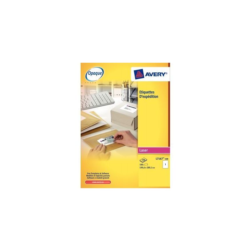 Achetez Pochette de 800 étiquettes adhésives blanches laser 99,1x67,7mm L7165-100 AVERY pas cher s..