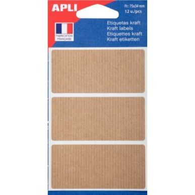 Achetez Pochette de 12 étiquettes kraft 75x34mm 102544 APLI pas cher sur Ma Rentrée Scolaire