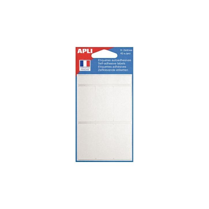Pochette de 42 étiquettes blanc 25x50mm 111914 AGIPA