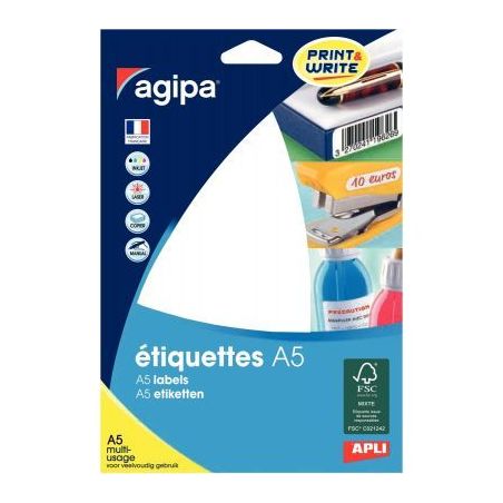 Achetez Etui de 160 étiquettes de bureau blanches, format 100x24 mm 114027 AGIPA pas cher sur Ma Re..