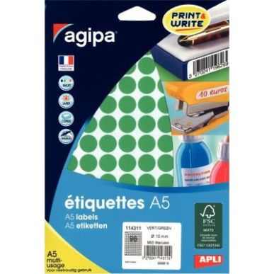 Achetez Etui de 960 pastilles adhésives diamètre 15 mm vert 114311 AGIPA pas cher sur Ma Rentrée ..