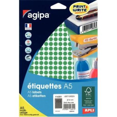 Achetez Etui de 2940 pastilles adhésives diamètre 8 mm vert 114301 AGIPA pas cher sur Ma Rentrée ..