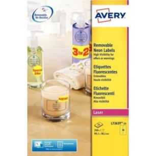 Achetez Boîte de 350 étiquettes laser enlevables 99,1x38,1mm coloris Flaconuo jaune L7263Y-25 AVER..