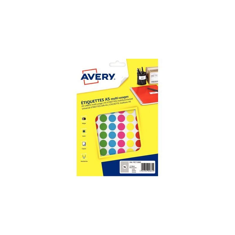 Achetez Etui de 672 disques adhésifs 15mm assortis PET15MX AVERY pas cher sur Ma Rentrée Scolaire Achetez Etui de 672 disques adhésifs 15mm assortis PET15MX AVERY pas cher sur Ma Rentrée Scolaire