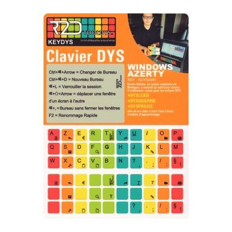 Achetez Kit d'étiquettes pour clavier AZERTY Windows pour personnes à troubles DYS KDYSWAY pas che..