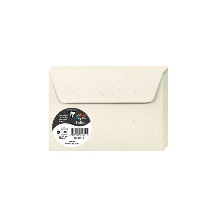 Paquet de 20 enveloppes Pollen 114x162mm 120g natura 55011C POLLEN CLAIREFONTAINE