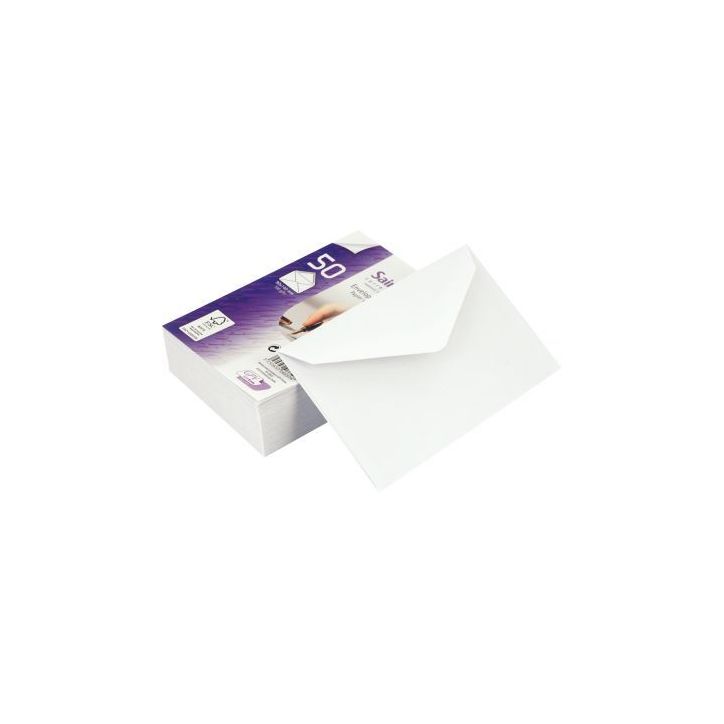 Paquet de 50 enveloppes blanches 90x140mm 100g pour cartes de visite 6650 GPV