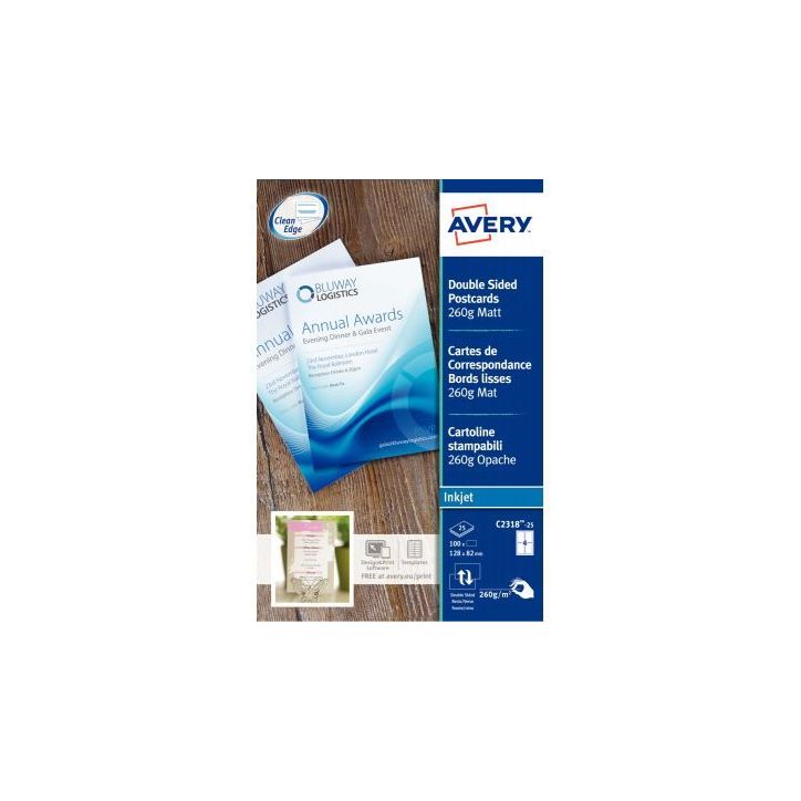 Pochette de 75 cartes de correspondance 210x99mm 220G C2359-25 AVERY