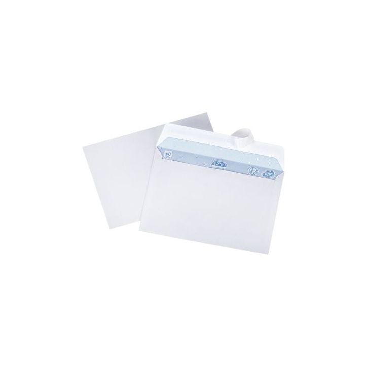 Boîte de 500 enveloppes blanches C6 114x162 80g/m² bande de protection 1308 GPV
