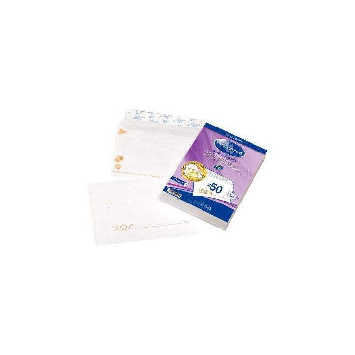 OXFORD Paquet de 50 enveloppes Blanches pré-casées auto-adhésives 80g format 114x162mm C6