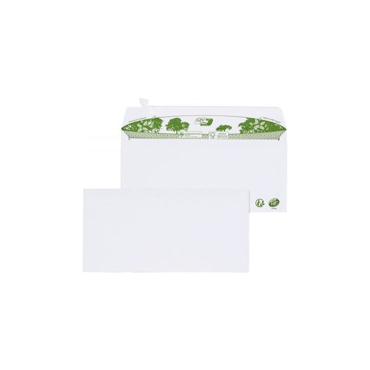 Paquet de 40 enveloppes extra-blanches 110x220mm 80g bande siliconée 32121 GPV