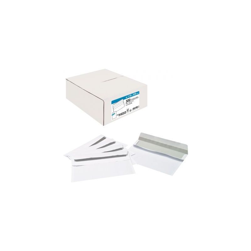 Achetez Boîte de 500 enveloppes blanches DL 110x220 80g/m² autocollantes pas cher sur Ma Rentrée ..