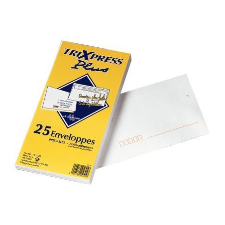 Achetez Paquet de 25 enveloppes blanches 110x220mm 80g bande siliconée précasées 25605 LA COURONN..