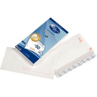 Achetez OXFORD Paquet de 50 enveloppes Blanches pré-casées auto-adhésives 80g format 110x220mm DL..