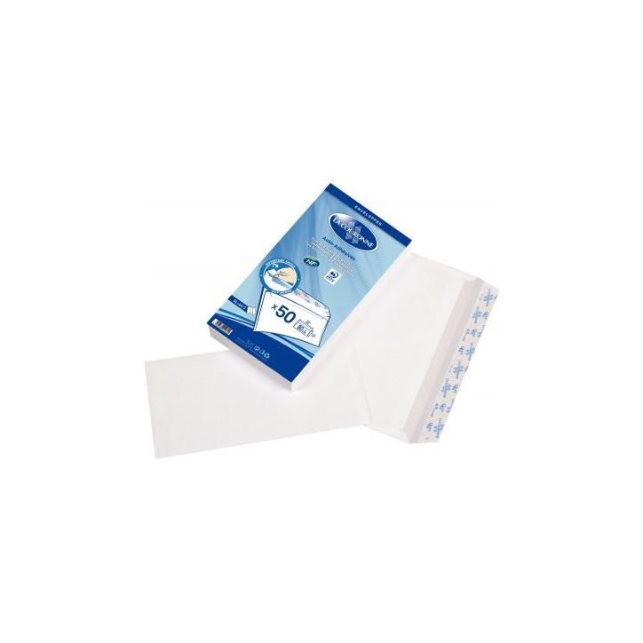 Paquet de 50 enveloppes blanches DL 110x220 80g/m² bande de protection 1461 LA COURONNE