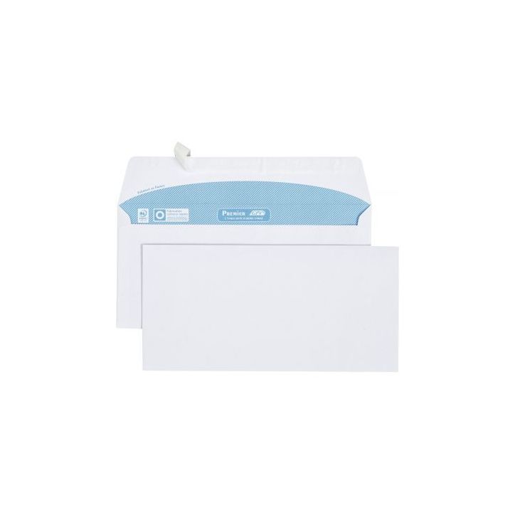 Paquet de 100 enveloppes blanches 110x220mm 80g bande siliconée 22701 GPV