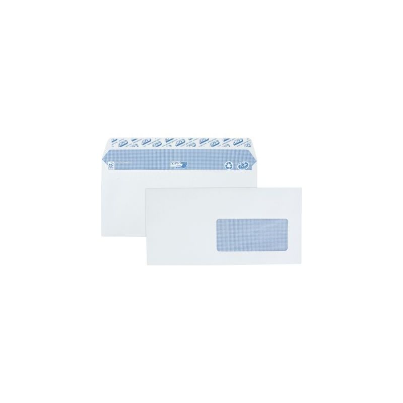 Achetez Boîte de 500 Enveloppes blanches DL 110x220 90g/m² fenêtre 45x100 bande de protection 271..