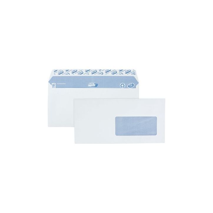 Boîte de 500 Enveloppes blanches DL 110x220 90g/m² fenêtre 45x100 bande de protection 2715 EVERYDAY GPV