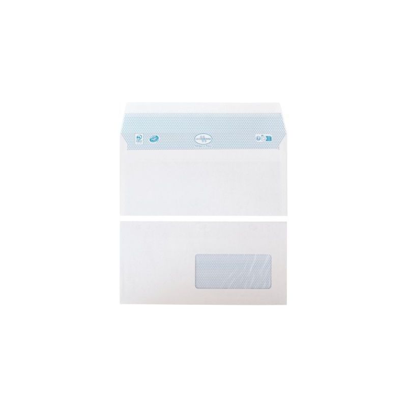 Achetez Paquet de 50 enveloppes blanches 110x220mm 80g bande siliconée fenêtre 45x100mm 1465 LA CO..