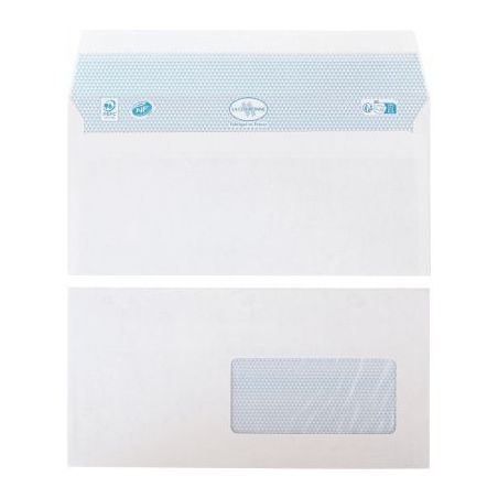 Achetez Paquet de 50 enveloppes blanches 110x220mm 80g bande siliconée fenêtre 45x100mm 1465 LA CO..