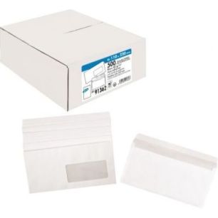 Achetez Boîte de 500 enveloppes Blanches 80g DL 110x220 mm fenêtre 45x100 mm auto-adhésives pas c..