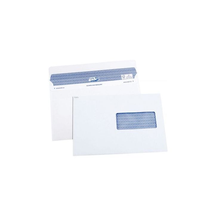 Boîte de 100 enveloppes blanches C5 162x229 90g/m² fenêtre 45x100 SECURE autocollante 5053 SECURE